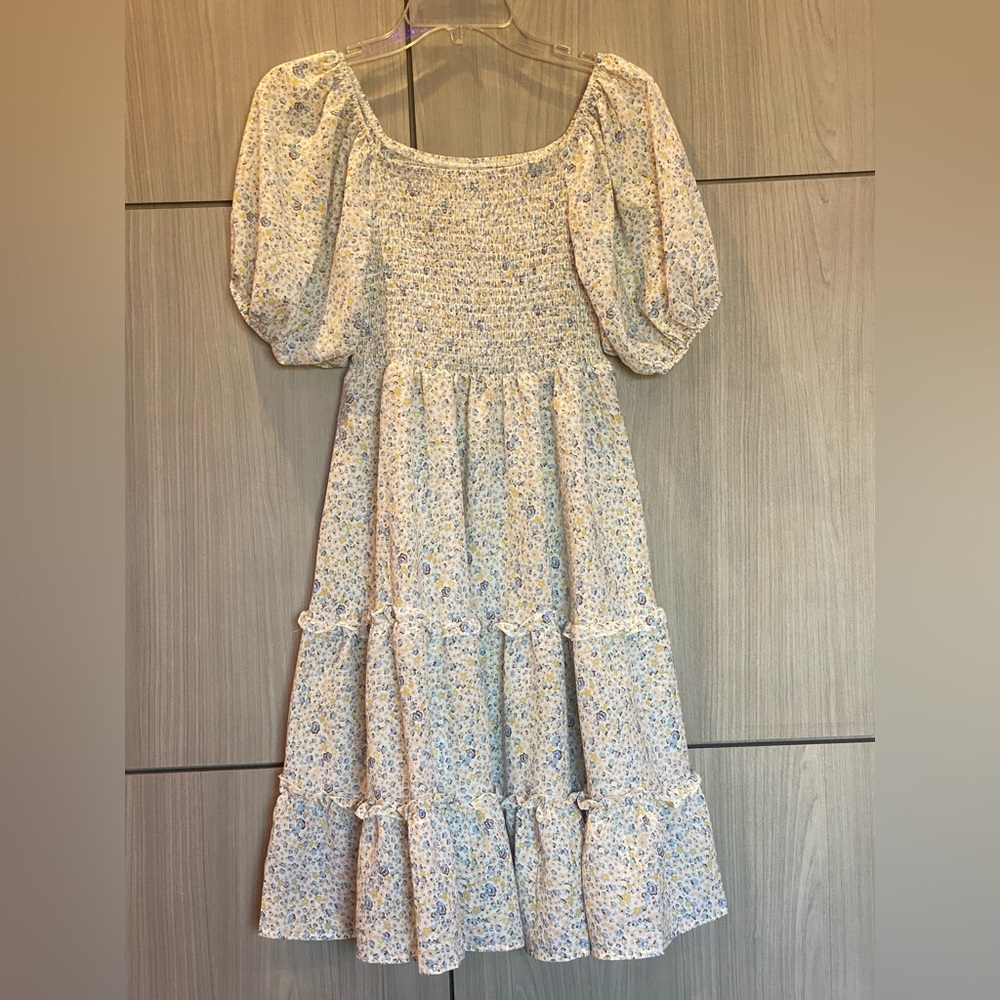 Boho Dress Feminine Floral with Smocked Bodice Medium Cottage Prairie